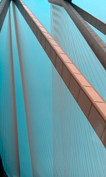 suspension bridge, blue sky Wallpaper 1200x2000