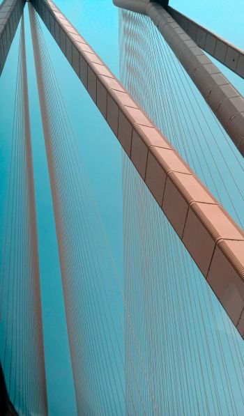 suspension bridge, blue sky Wallpaper 600x1024