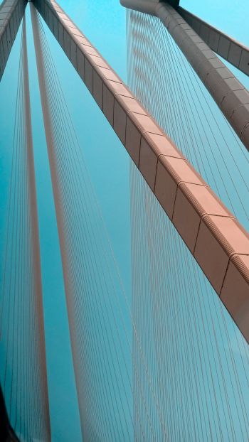suspension bridge, blue sky Wallpaper 720x1280