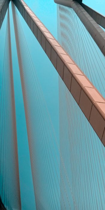 suspension bridge, blue sky Wallpaper 720x1440