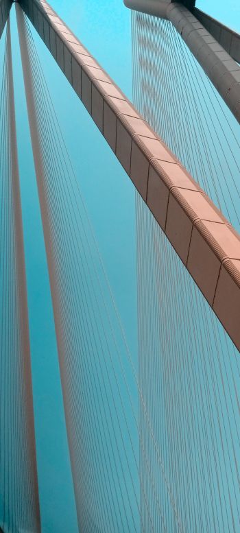 suspension bridge, blue sky Wallpaper 1080x2400