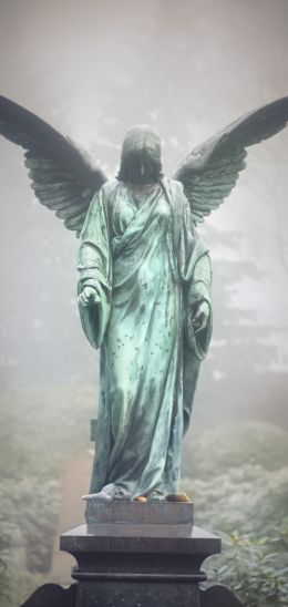 Обои 1080x2280 статуя, кладбище, ангел