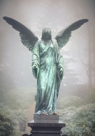 Обои 1668x2388 статуя, кладбище, ангел