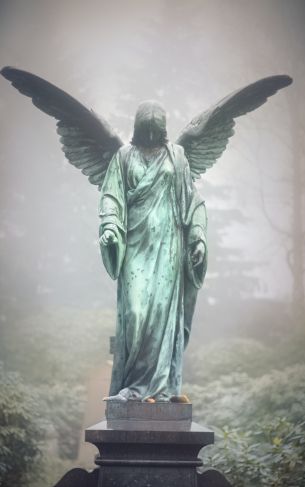 Обои 1752x2800 статуя, кладбище, ангел