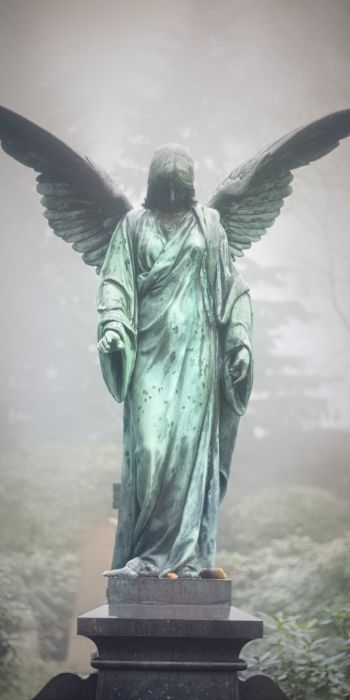 Обои 720x1440 статуя, кладбище, ангел