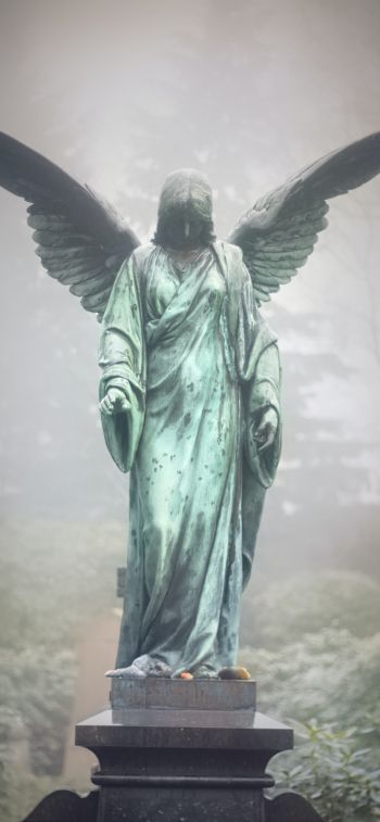 statue, cemetery, angel Wallpaper 1170x2532