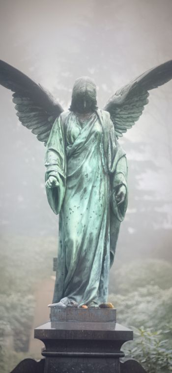 Обои 1080x2340 статуя, кладбище, ангел