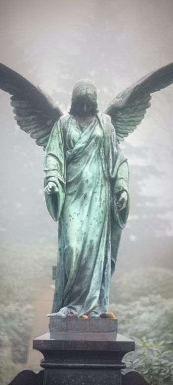 Обои 1080x2400 статуя, кладбище, ангел