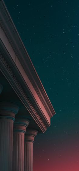 starry sky, night, pillars Wallpaper 1284x2778