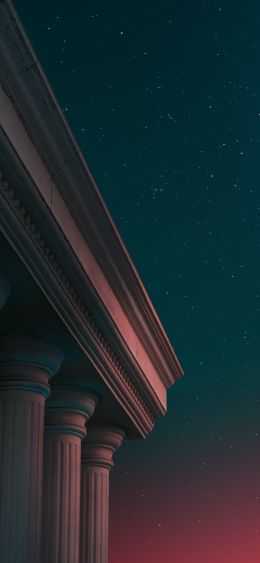 starry sky, night, pillars Wallpaper 1080x2340