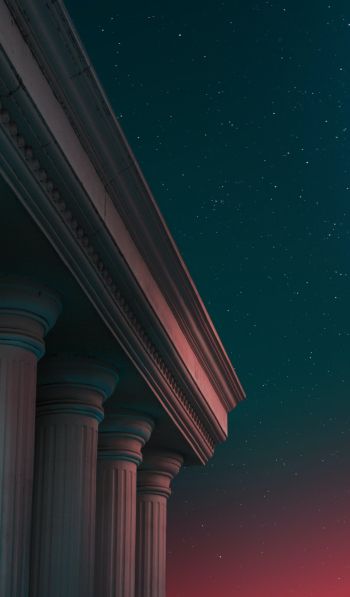 starry sky, night, pillars Wallpaper 600x1024