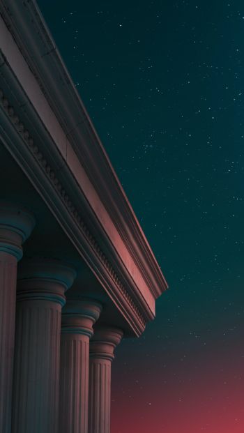 starry sky, night, pillars Wallpaper 640x1136