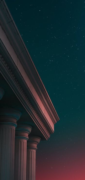 starry sky, night, pillars Wallpaper 720x1520