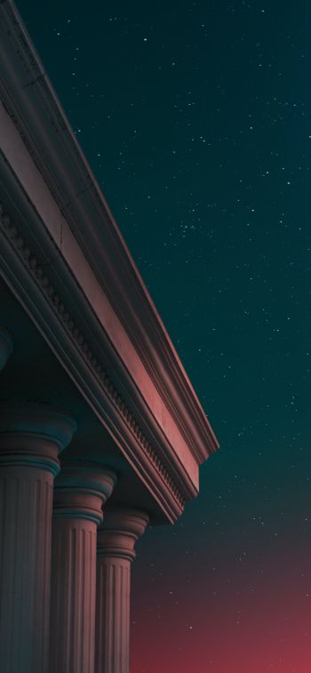 starry sky, night, pillars Wallpaper 1170x2532
