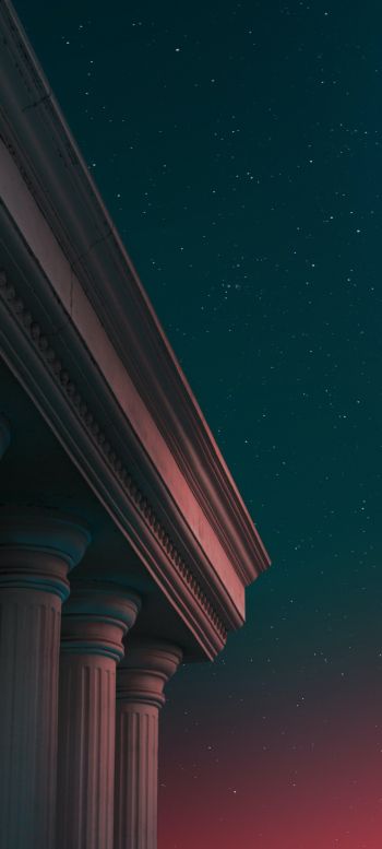 starry sky, night, pillars Wallpaper 1440x3200