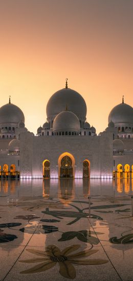 mosque, Abu Dhabi, UAE Wallpaper 1080x2280