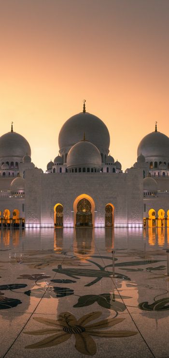 mosque, Abu Dhabi, UAE Wallpaper 1080x2280