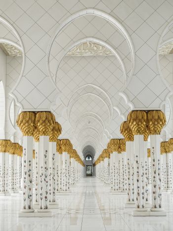 mosque, Abu Dhabi, white Wallpaper 1620x2160