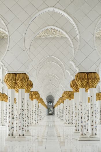mosque, Abu Dhabi, white Wallpaper 640x960