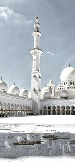 mosque, white, Abu Dhabi Wallpaper 1125x2436