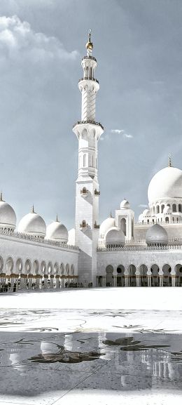 mosque, white, Abu Dhabi Wallpaper 1080x2400