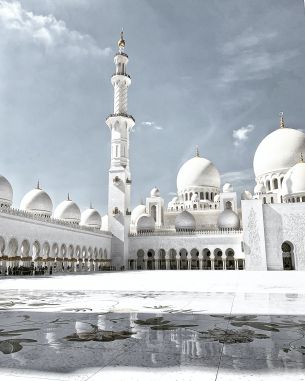 mosque, white, Abu Dhabi Wallpaper 2898x3622
