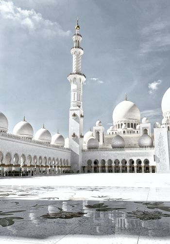 mosque, white, Abu Dhabi Wallpaper 1668x2388
