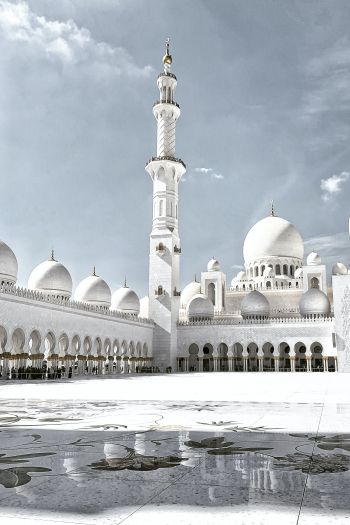 mosque, white, Abu Dhabi Wallpaper 640x960