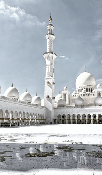 mosque, white, Abu Dhabi Wallpaper 600x1024