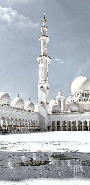 mosque, white, Abu Dhabi Wallpaper 1440x2960