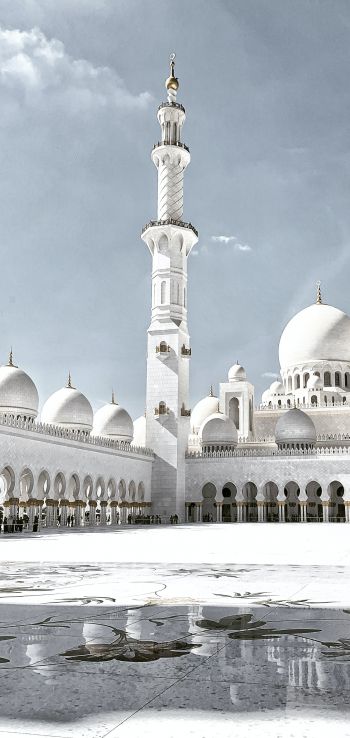mosque, white, Abu Dhabi Wallpaper 1080x2280
