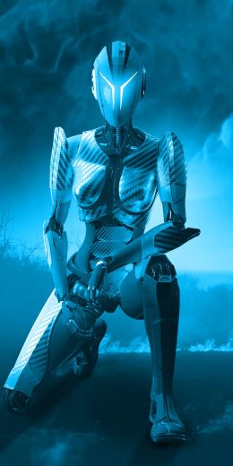 3D, robot, blue Wallpaper 720x1440