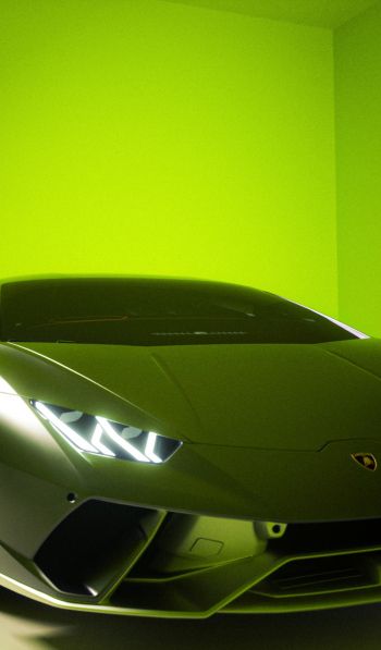 Обои 600x1024 Lamborghini, спортивная машина, зеленый