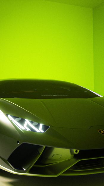 Обои 640x1136 Lamborghini, спортивная машина, зеленый