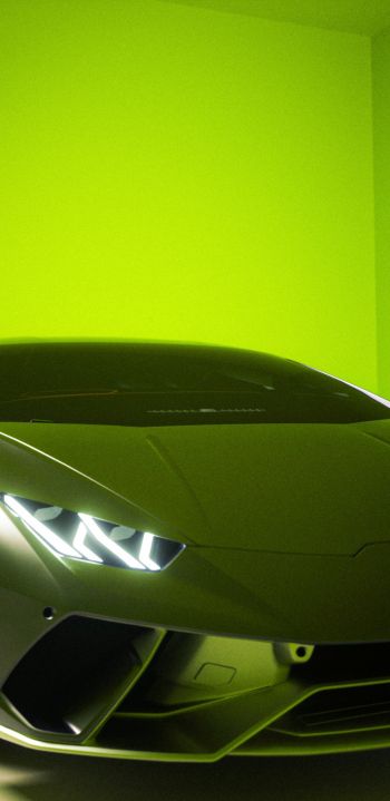 Обои 1080x2220 Lamborghini, спортивная машина, зеленый