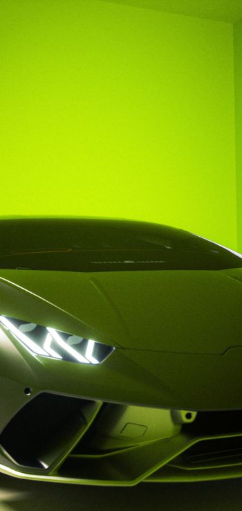 Обои 1440x3040 Lamborghini, спортивная машина, зеленый