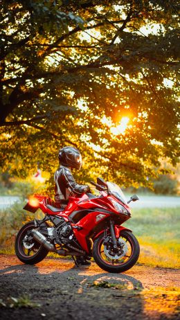 biker, sunlight Wallpaper 1440x2560