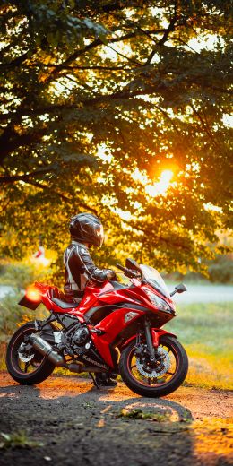 biker, sunlight Wallpaper 720x1440