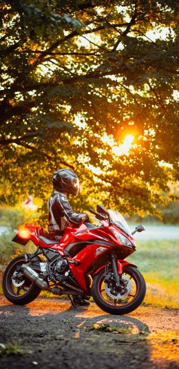 biker, sunlight Wallpaper 1080x2220