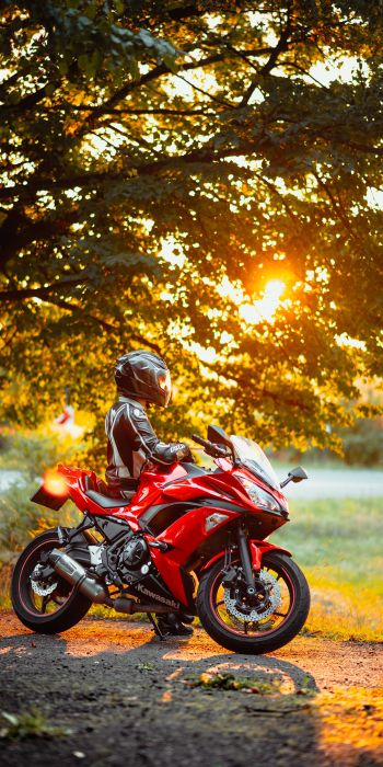biker, sunlight Wallpaper 720x1440