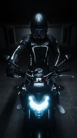 motorcyclist, black Wallpaper 640x1136