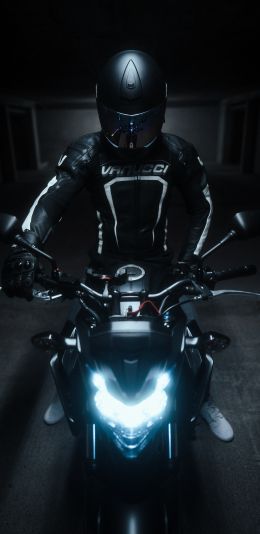motorcyclist, black Wallpaper 1080x2220