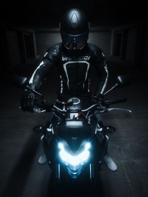 motorcyclist, black Wallpaper 1668x2224