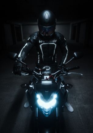 motorcyclist, black Wallpaper 1668x2388
