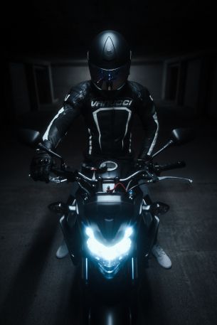 motorcyclist, black Wallpaper 640x960