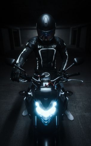 motorcyclist, black Wallpaper 1752x2800