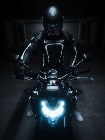 motorcyclist, black Wallpaper 2048x2732