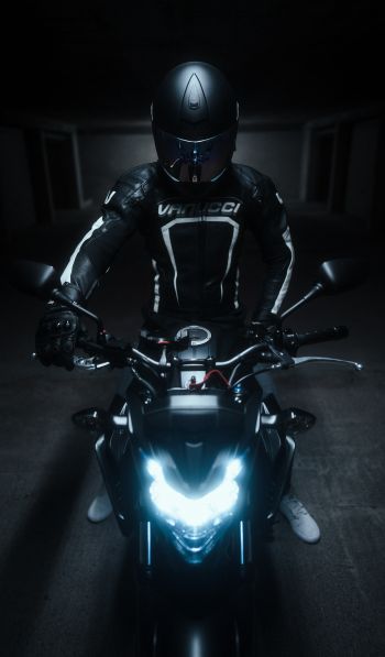 motorcyclist, black Wallpaper 600x1024