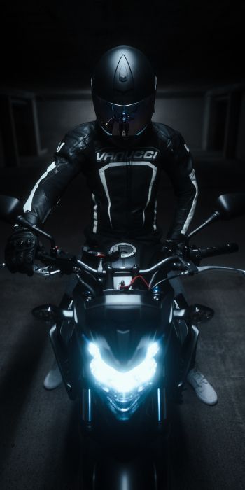 motorcyclist, black Wallpaper 720x1440
