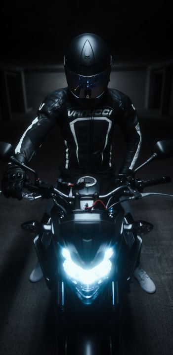 motorcyclist, black Wallpaper 1080x2220